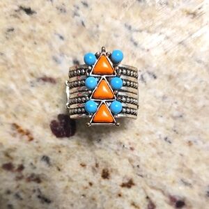 Paparazzi- Orange and Blue Geometric Ring